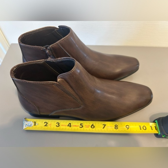 “Amapo” NWOT Men’s Brown Vegan Leather Side Zipper Ankle Boot Size 8.5/41 - Picture 10 of 14